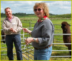 Cathy teaching at Purson Manor, England alpacas